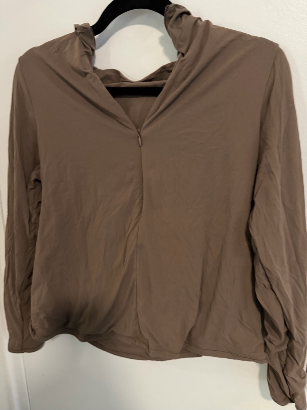 SKIMS Fits Everybody Brown Zip-Front Hooded Cardigan